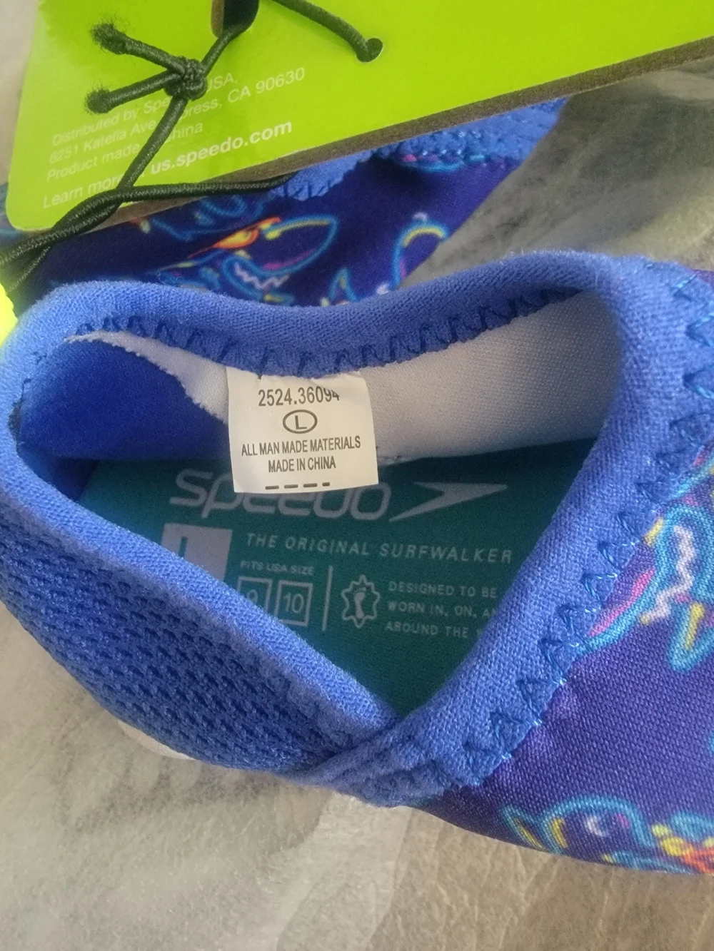 Speedo Little Boys S(5/6) & L (9/10) Aqua Socks Water Shoes Blue .